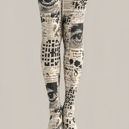 Artsy Newspaper Print Tights Hosiery Pantyhose Z69-96