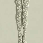 Green Botanical Floral Tights Hosiery Pantyhose Z69-98