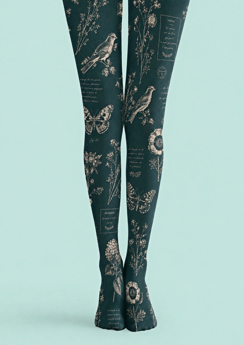 Vintage Botanical Bird Tights Hosiery Pantyhose Z69-9