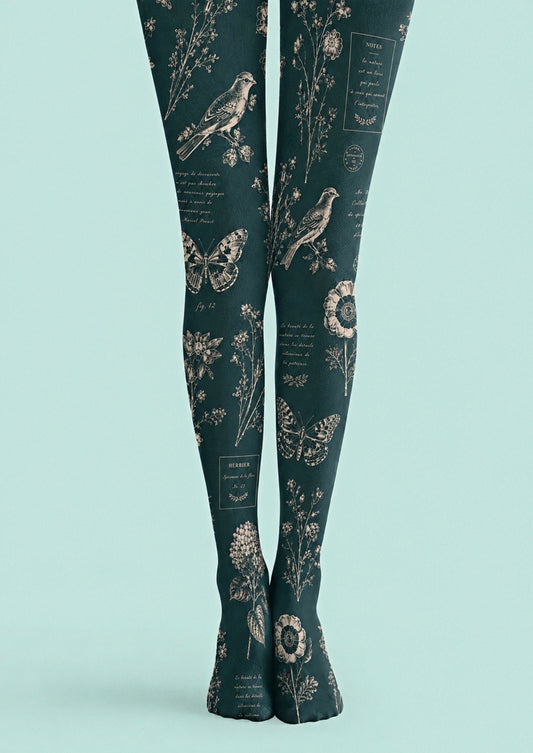 Vintage Botanical Bird Tights Hosiery Pantyhose Z69-9