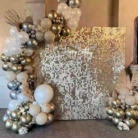 Light Gold Shimmer Wall Panels Party Event Planning Decoration