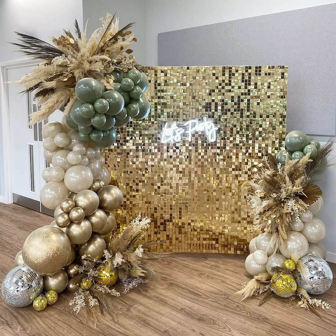 Light Gold Shimmer Wall Panels Party Event Planning Decoration