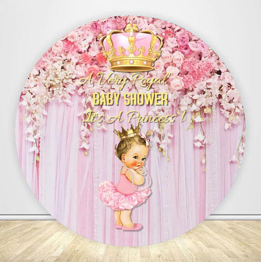 Baby Shower Flower Pink Round Backdrop