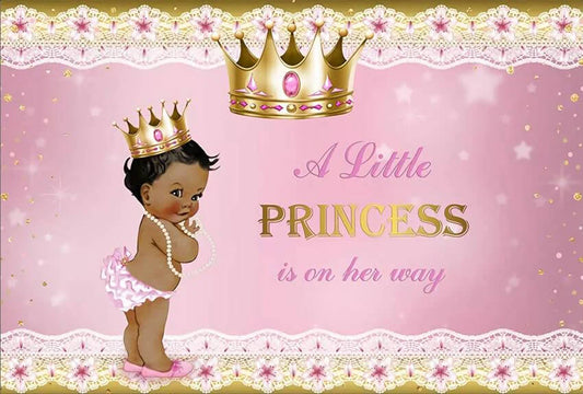 Baby Shower Crown Pink Backdrop Banner