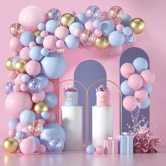 Blue Pink Confetti Balloon Garland Arch Kit 
