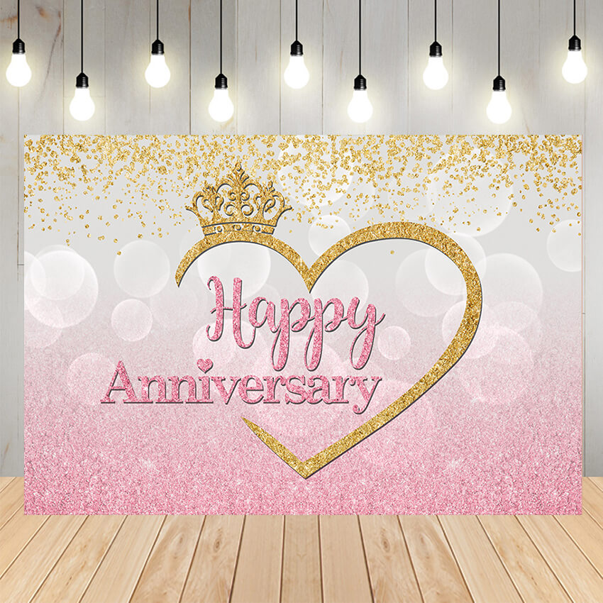 Happy Anniversary Glitter Custom Backdrop