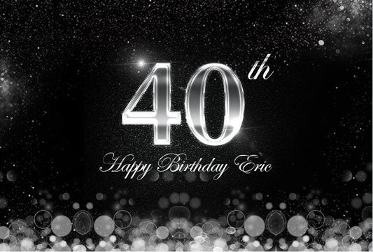 40th Birthday Sliver Bokeh Backdrop Decor