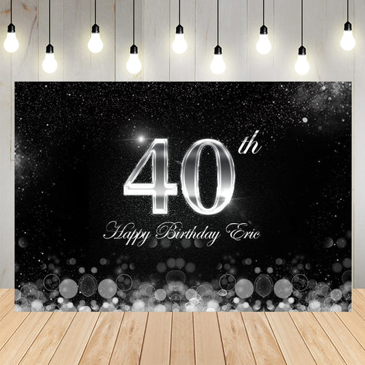 40th Birthday Sliver Bokeh Backdrop Decor