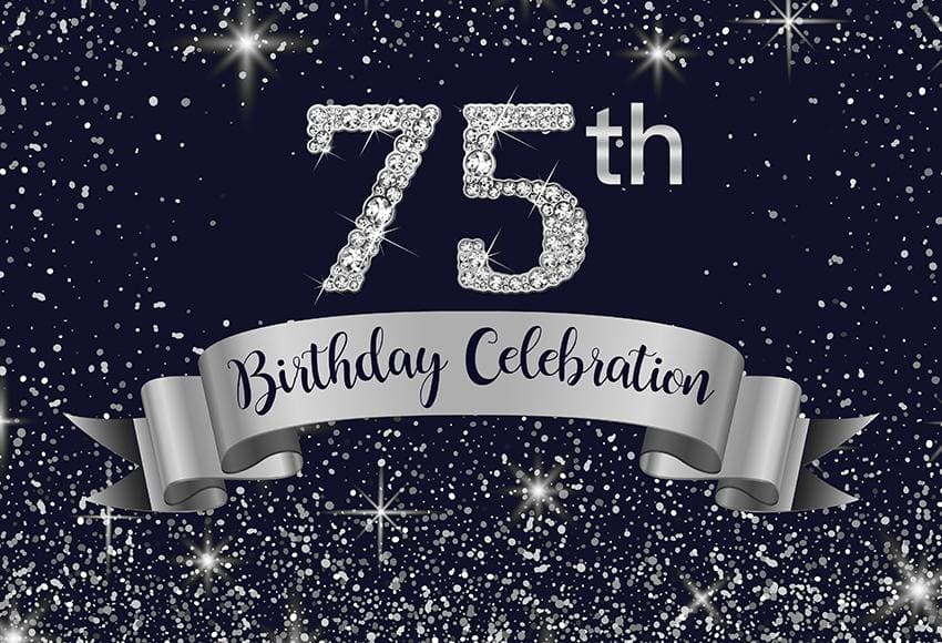 75th Birthday Celebration Glitter Backdrop