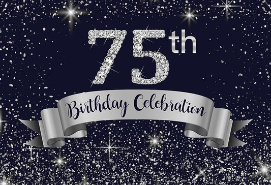 75th Birthday Celebration Glitter Backdrop
