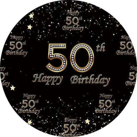 Happy Birthday 50th Round Backdrop Cover