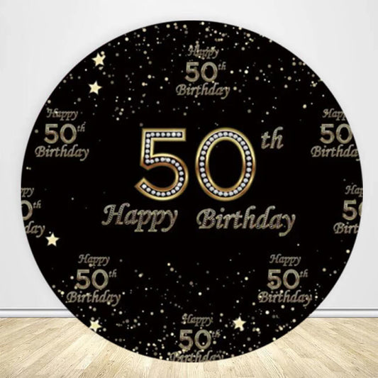 Happy Birthday 50th Round Backdrop Cover