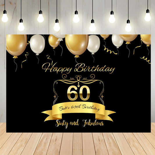 Fabulous 60th Birthday Balloons Backdrop