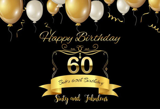 Fabulous 60th Birthday Balloons Backdrop