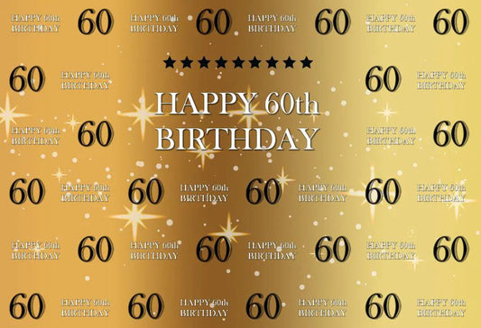 Golden Happy Sixty Birthday Backdrop