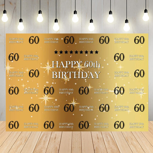 Golden Happy Sixty Birthday Backdrop
