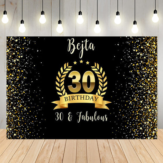 Happy 30th Birthday Glitter Bokeh Backdrop