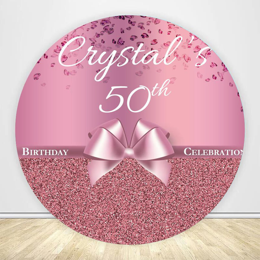 Pink Diamond Pearl Birthday Round Backdrop