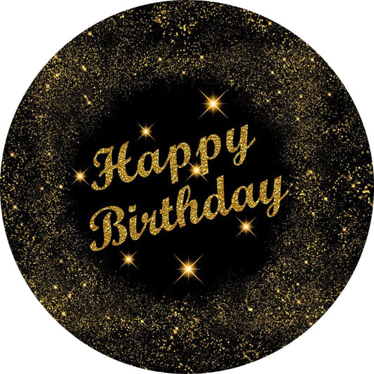 Birthday Party Glitter Round Backdrop Cover
