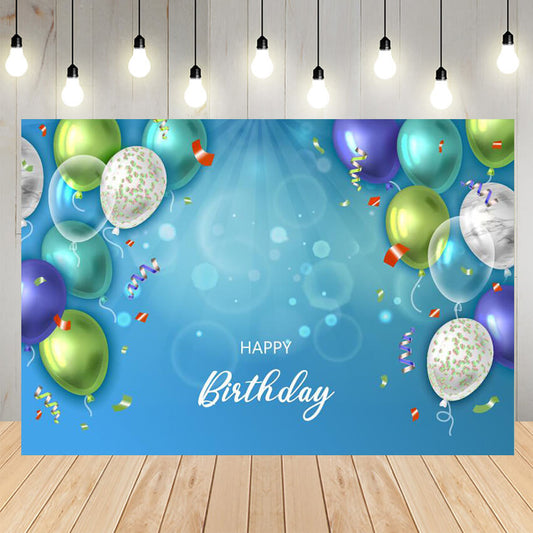 Birthday Party Balloons Blue Backdrop
