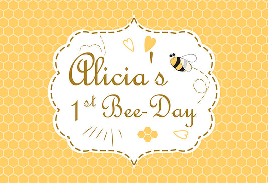 Cute Bee Backdrop for Baby 1st Birthday