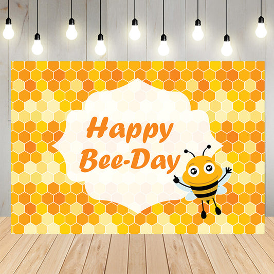Happy Bee Day Kids Birthday Backdrop