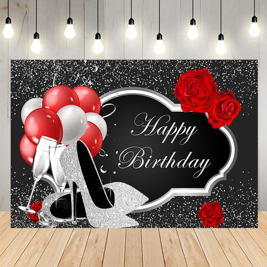 Sliver High Heels Custom Birthday Backdrop