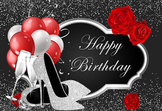 Sliver High Heels Custom Birthday Backdrop