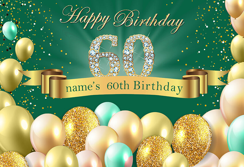 60th Happy Birthday Golden Balloon Backdrop