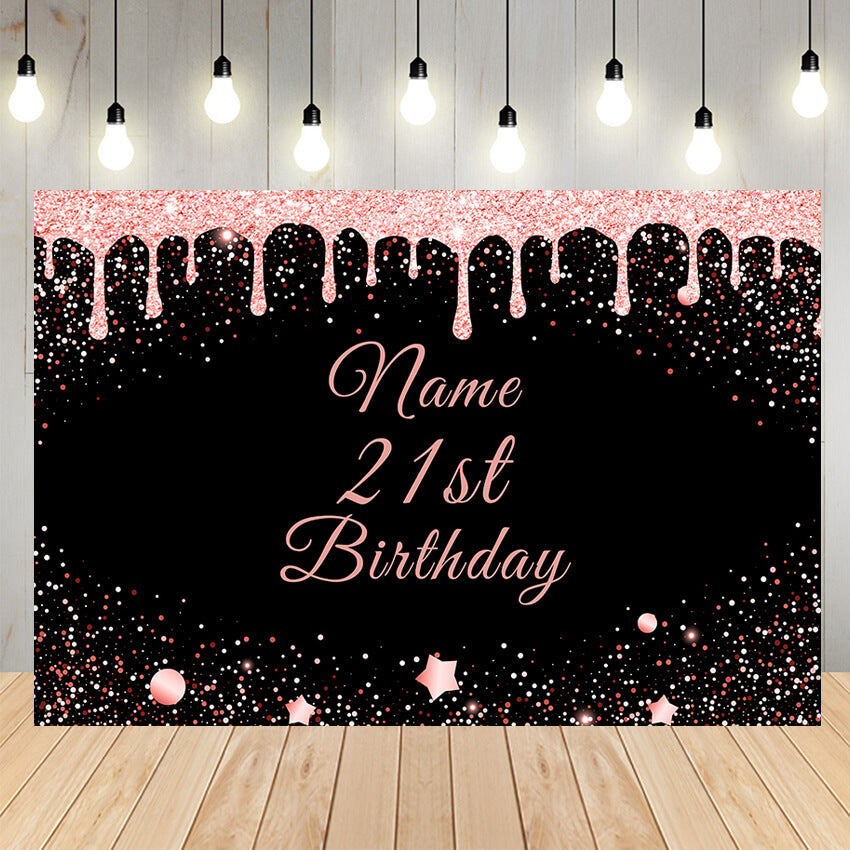 21st Birthday Pink Black Backdrop