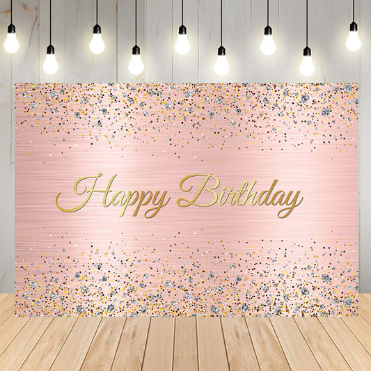 Pink Golden Happy Birthday Backdrop