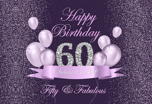 Purple 60th Birthday Party Decor Backdrop