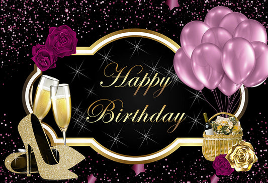 Purple Gold Birthday Party Backdrop Banner