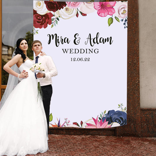 Flower Leaves Custom Wedding Backdrop