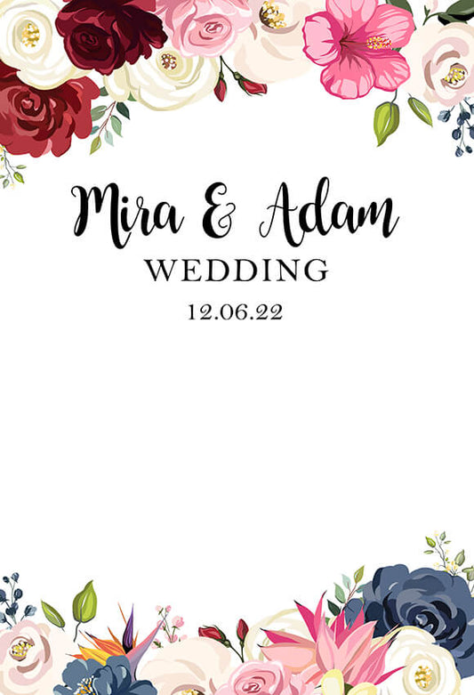 Flower Leaves Custom Wedding Backdrop