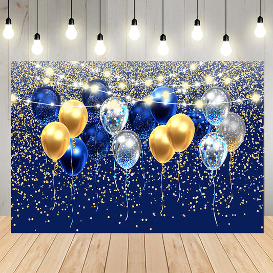 Balloons Glitter Blue Party Backdrop