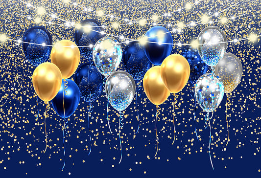 Balloons Glitter Blue Party Backdrop