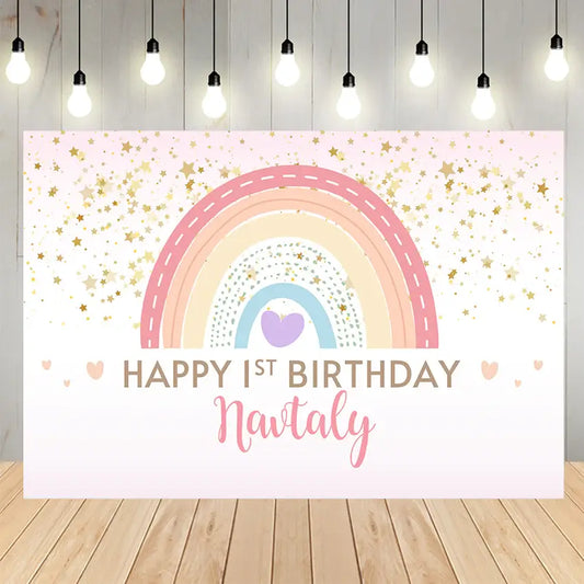 Boho Rainbow 1st Birthday Custom Backdrop