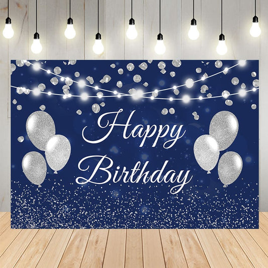 Ocean Blue Happy Birthday Custom Backdrop