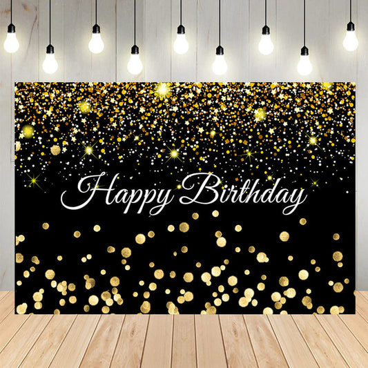Gold Bokeh Birthday Backdrop Decoration