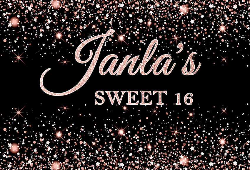 Pink Glitter Sweet 16 Birthday Backdrop