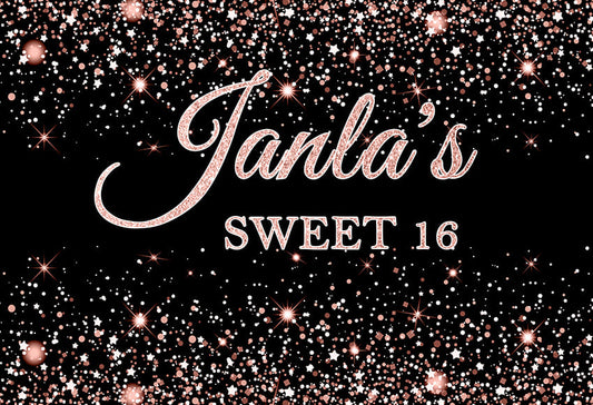 Pink Glitter Sweet 16 Birthday Backdrop