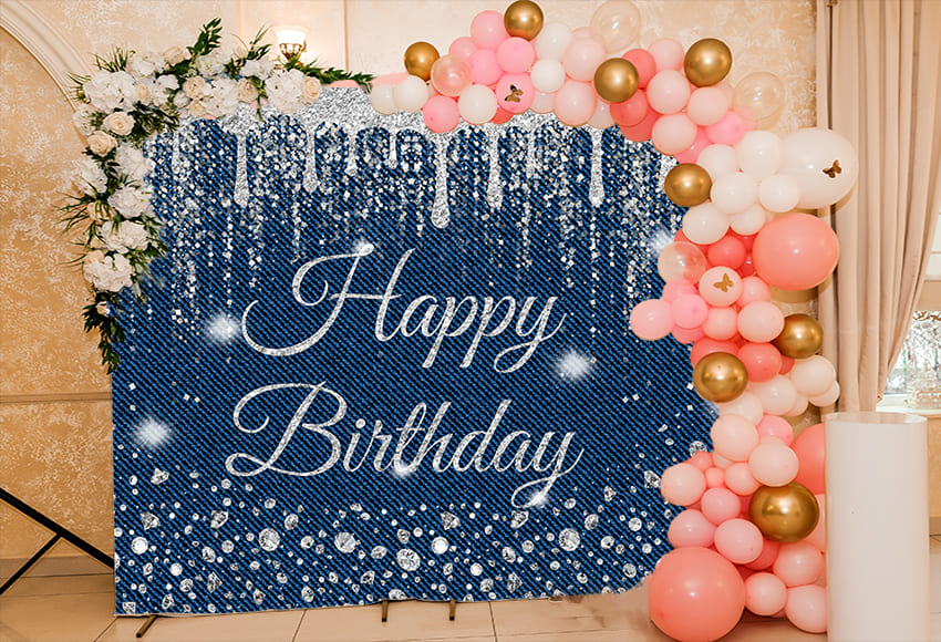 Diamond Glitter Birthday Party Backdrop