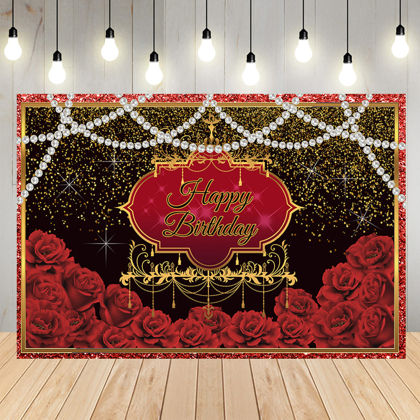 Red Roses Theme Birthday Party Backdrop