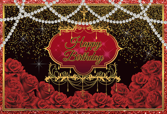 Red Roses Theme Birthday Party Backdrop