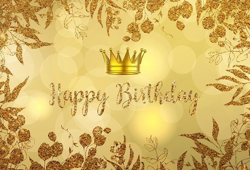 Gold Bokeh Flowers Birthday Backdrop