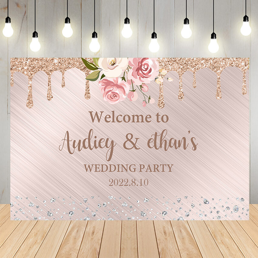 Pink Custom Wedding Celebration Backdrop