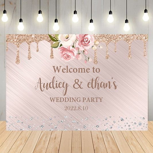 Pink Custom Wedding Celebration Backdrop