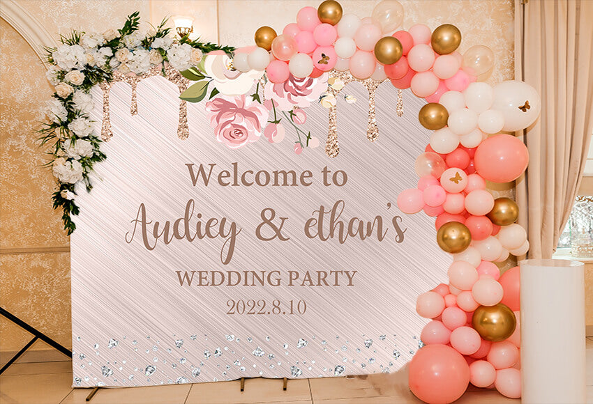 Pink Custom Wedding Celebration Backdrop