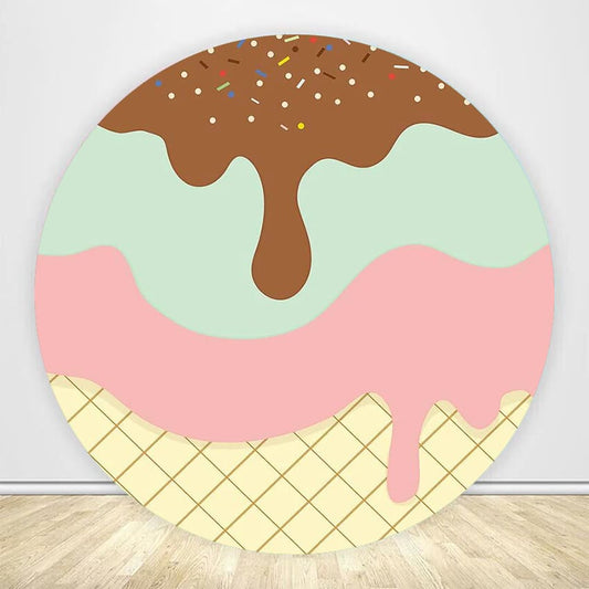 Ice Cream Party Round Backdrop Cover